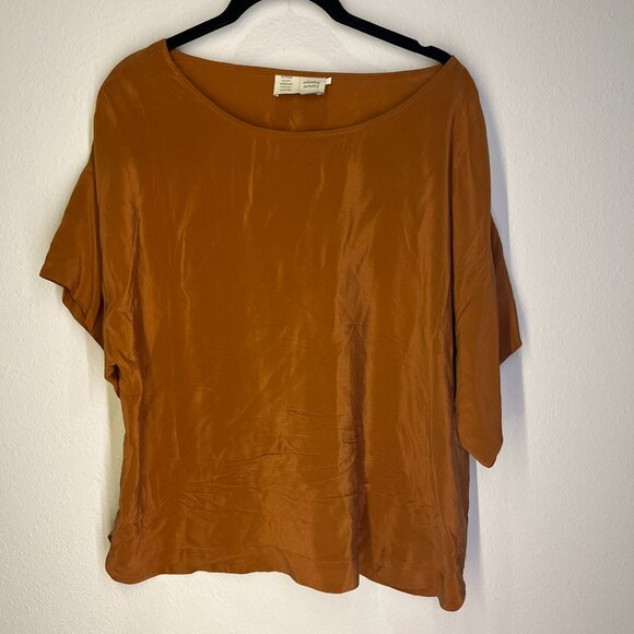 Anthropologie "Saturday Sunday" size L - 100% silk burnt orange top - Picture 1 of 4